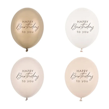 Feestbazaar Ballonnen 'Happy Birthday to you' Beige Mix (50st)