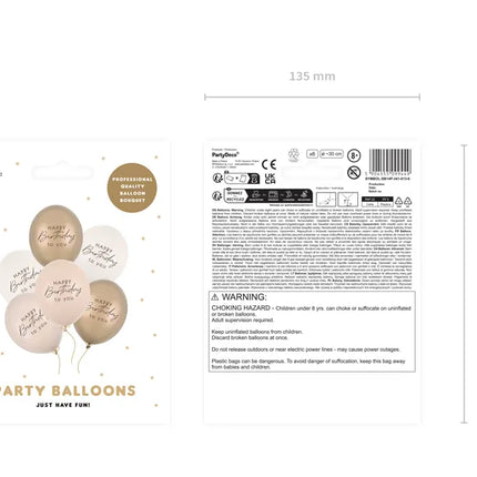 Feestbazaar Ballonnen 'Happy Birthday to you' Beige Mix (6st)