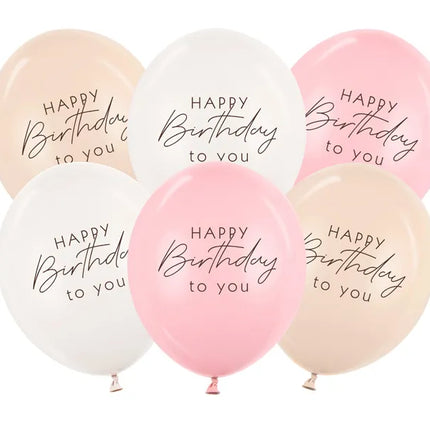 Feestbazaar Ballonnen ‘Happy Birthday to You’ Pink Mix (6st)