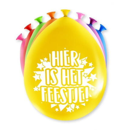 Feestbazaar Ballonnen 'Hier is het feestje' (8st)