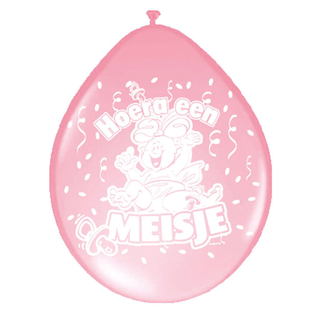 Feestbazaar Ballonnen 'Hoera een meisje' (8 st)