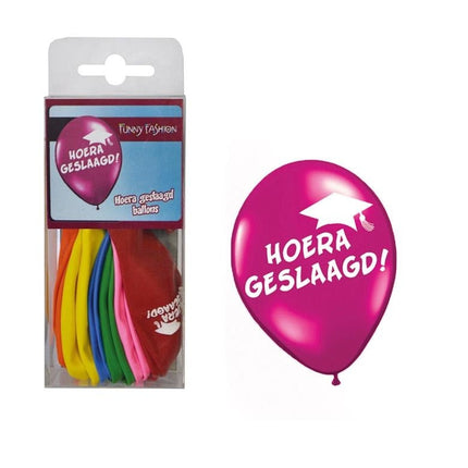 Feestbazaar Ballonnen Hoera Geslaagd - 12 Stuks