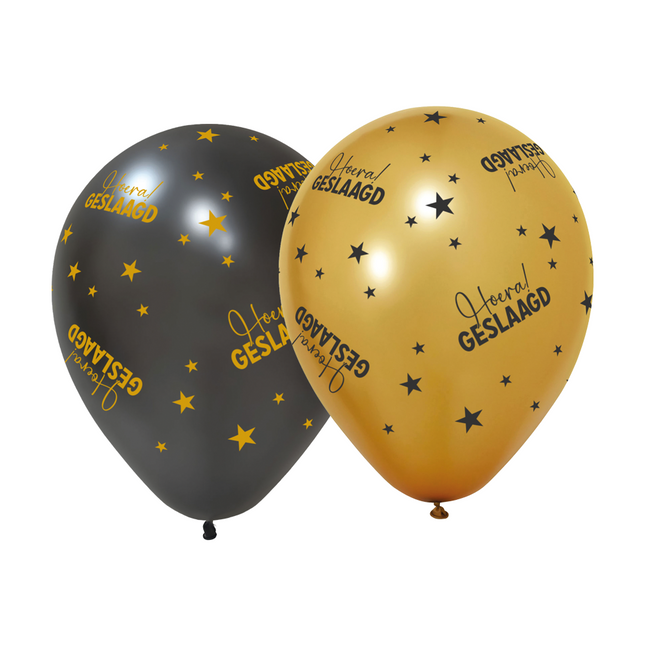 Feestbazaar Ballonnen 'Hoera Geslaagd' Metallic Goud (6st)