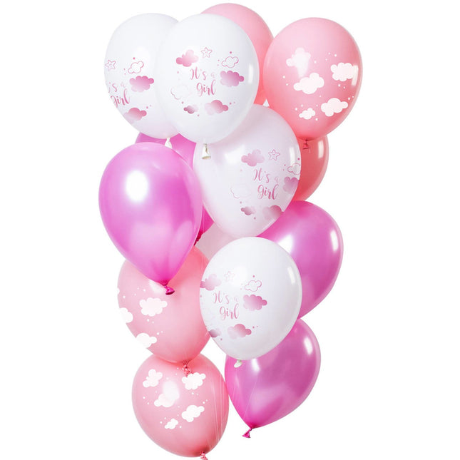 Feestbazaar Ballonnen 'It's a Girl' Roze Premium