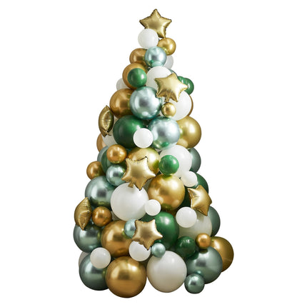 Feestbazaar Ballonnen Kerstboom Groen/Wit/Goud
