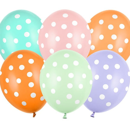 Feestbazaar Ballonnen Met Stippen Multikleur Pastel (6st)