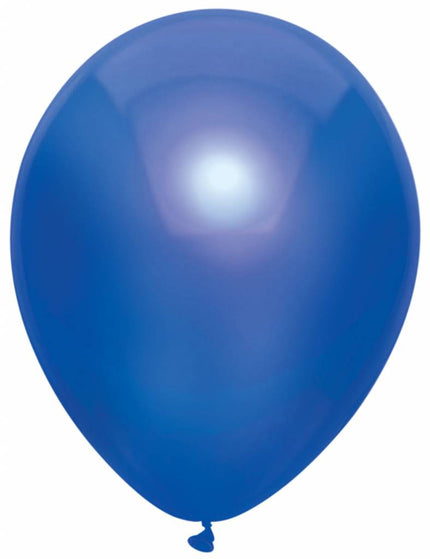 Feestbazaar Ballonnen Metallic Navy blauw 30cm - 10 stuks