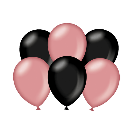 Feestbazaar Ballonnen Metallic Rosé Goud/Zwart (6st)