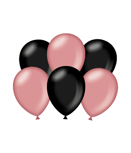 Feestbazaar Ballonnen Metallic Rosé Goud/Zwart (6st)