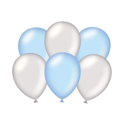Feestbazaar Ballonnen Metallic Zilver/Lichtblauw (6st)