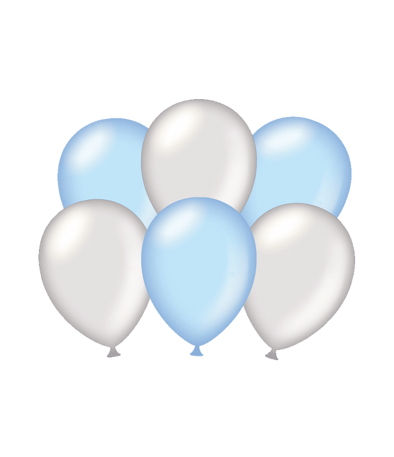 Feestbazaar Ballonnen Metallic Zilver/Lichtblauw (6st)