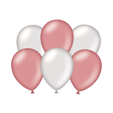 Feestbazaar Ballonnen Metallic Zilver/Rosé Goud (6st)
