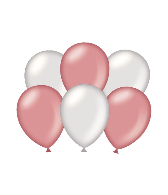 Feestbazaar Ballonnen Metallic Zilver/Rosé Goud (6st)