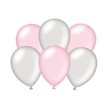 Feestbazaar Ballonnen Metallic Zilver/Roze (6st)