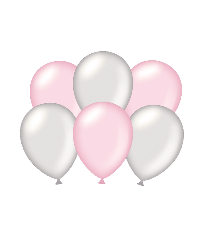 Feestbazaar Ballonnen Metallic Zilver/Roze (6st)