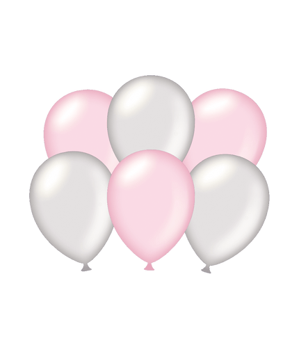 Feestbazaar Ballonnen Metallic Zilver/Roze (6st)