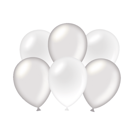 Feestbazaar Ballonnen Metallic Zilver/Wit (6st)