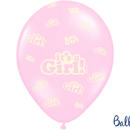 Feestbazaar Ballonnen Mix It's A Girl Pastel Roze - 6 Stuks