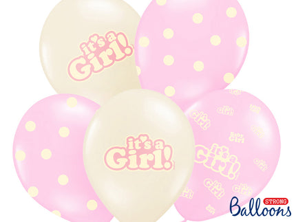 Feestbazaar Ballonnen Mix It's A Girl Pastel Roze - 6 Stuks