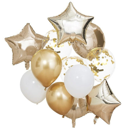 Feestbazaar Ballonnen Mix Metallic Goud (12st)