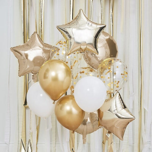 Feestbazaar Ballonnen Mix Metallic Goud (12st)