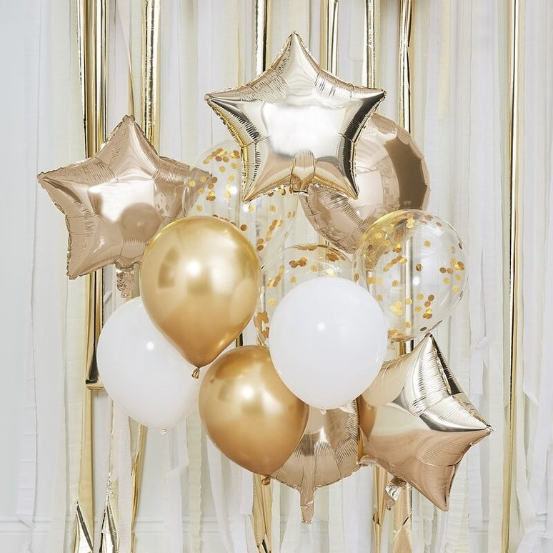 Feestbazaar Ballonnen Mix Metallic Goud (12st)