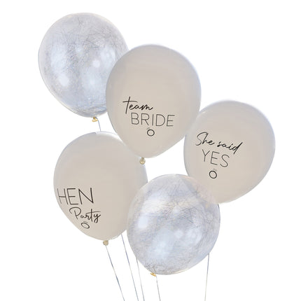 Feestbazaar Ballonnen Mix Vrijgezellenfeest Wit/Zilver (5st)