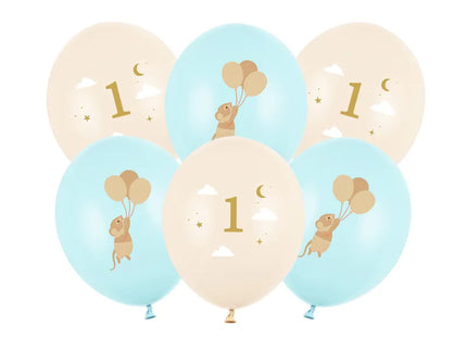 Feestbazaar Ballonnen Muisje 1 jaar Licht Blauw (6st)