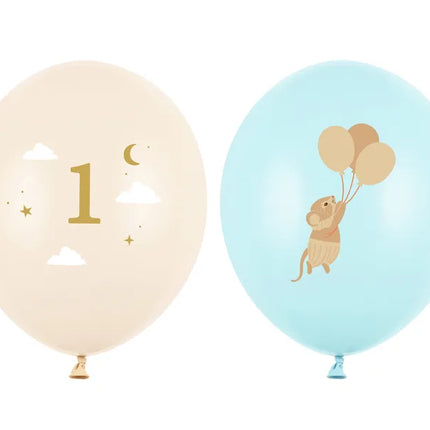 Feestbazaar Ballonnen Muisje 1 jaar Lichtblauw (50st)