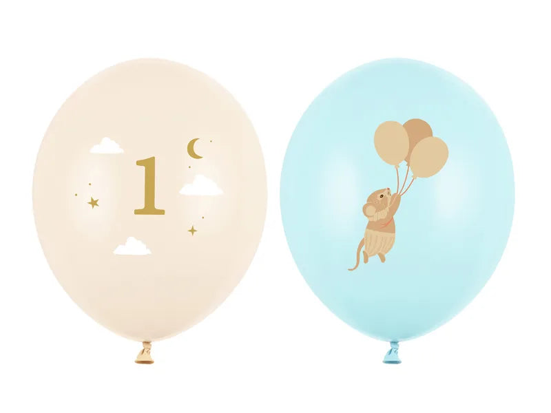 Feestbazaar Ballonnen Muisje 1 jaar Lichtblauw (50st)