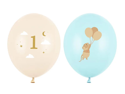 Feestbazaar Ballonnen Muisje 1 jaar Lichtblauw (50st)