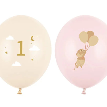 Feestbazaar Ballonnen Muisje 1 jaar Lichtroze (50st)