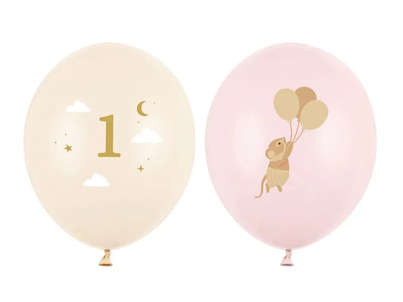 Feestbazaar Ballonnen Muisje 1 jaar Lichtroze (50st)