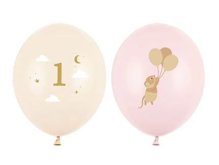Feestbazaar Ballonnen Muisje 1 jaar Lichtroze (50st)