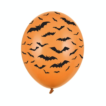 Feestbazaar Ballonnen Oranje Halloween Vleermuizen (6st)