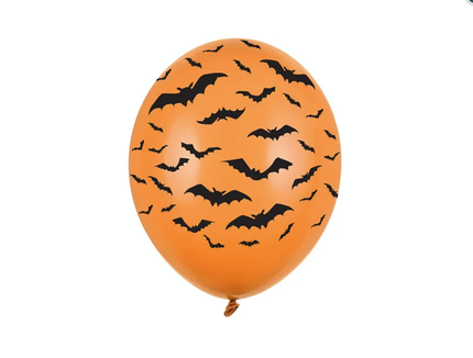 Feestbazaar Ballonnen Oranje Halloween Vleermuizen (6st)