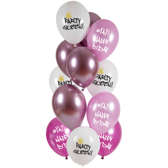 Feestbazaar Ballonnen Party Queen Birthday (12st)