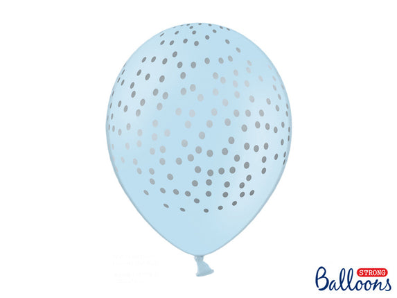 Feestbazaar Ballonnen Pastel Baby Blauw Stippen - 6 Stuks