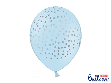 Feestbazaar Ballonnen Pastel Baby Blauw Stippen - 6 Stuks