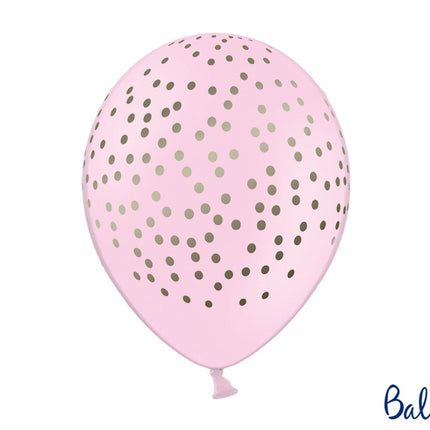 Feestbazaar Ballonnen Pastel Licht Roze Stippen - 6 Stuks