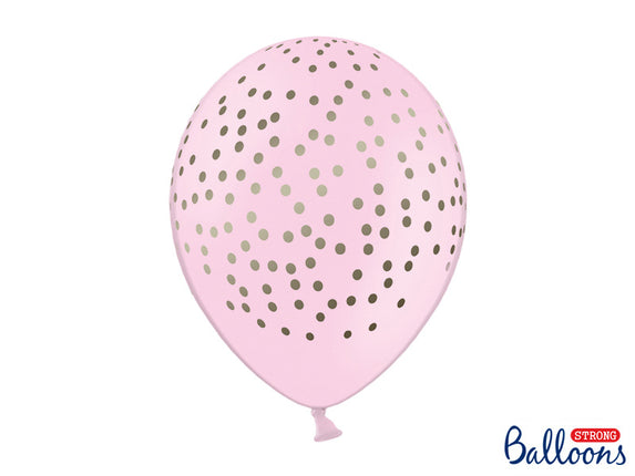 Feestbazaar Ballonnen Pastel Licht Roze Stippen - 6 Stuks