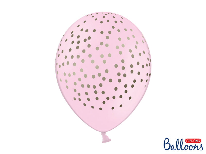 Feestbazaar Ballonnen Pastel Licht Roze Stippen - 6 Stuks