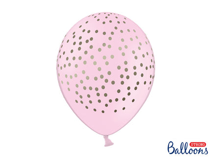 Feestbazaar Ballonnen Pastel Licht Roze Stippen - 6 Stuks