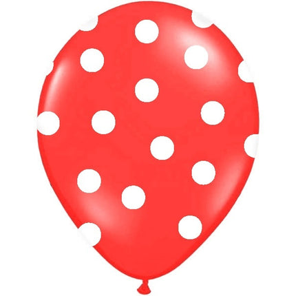Feestbazaar Ballonnen Pastel Rood Met Witte Stippen - 6 Stuks