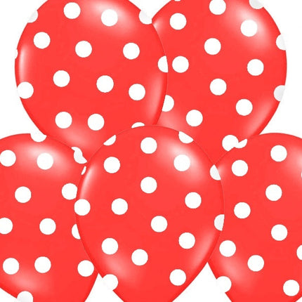 Feestbazaar Ballonnen Pastel Rood Met Witte Stippen - 6 Stuks