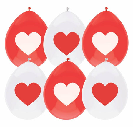 Feestbazaar Ballonnen Rood/Wit Met Hart