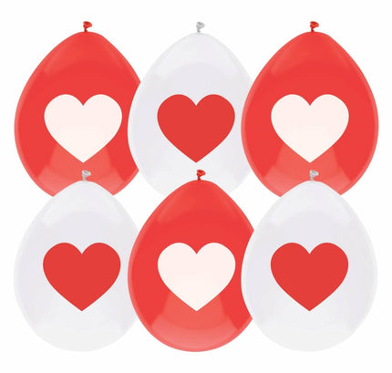 Feestbazaar Ballonnen Rood/Wit Met Hart
