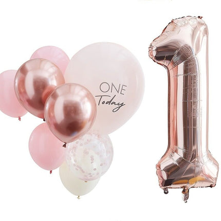 Feestbazaar Ballonnen Set 1 Jaar Roségoud