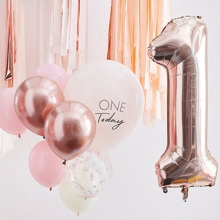 Feestbazaar Ballonnen Set 1 Jaar Roségoud