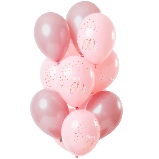 Feestbazaar Ballonnen Set 60 Jaar Roze Premium - 12 Stuks